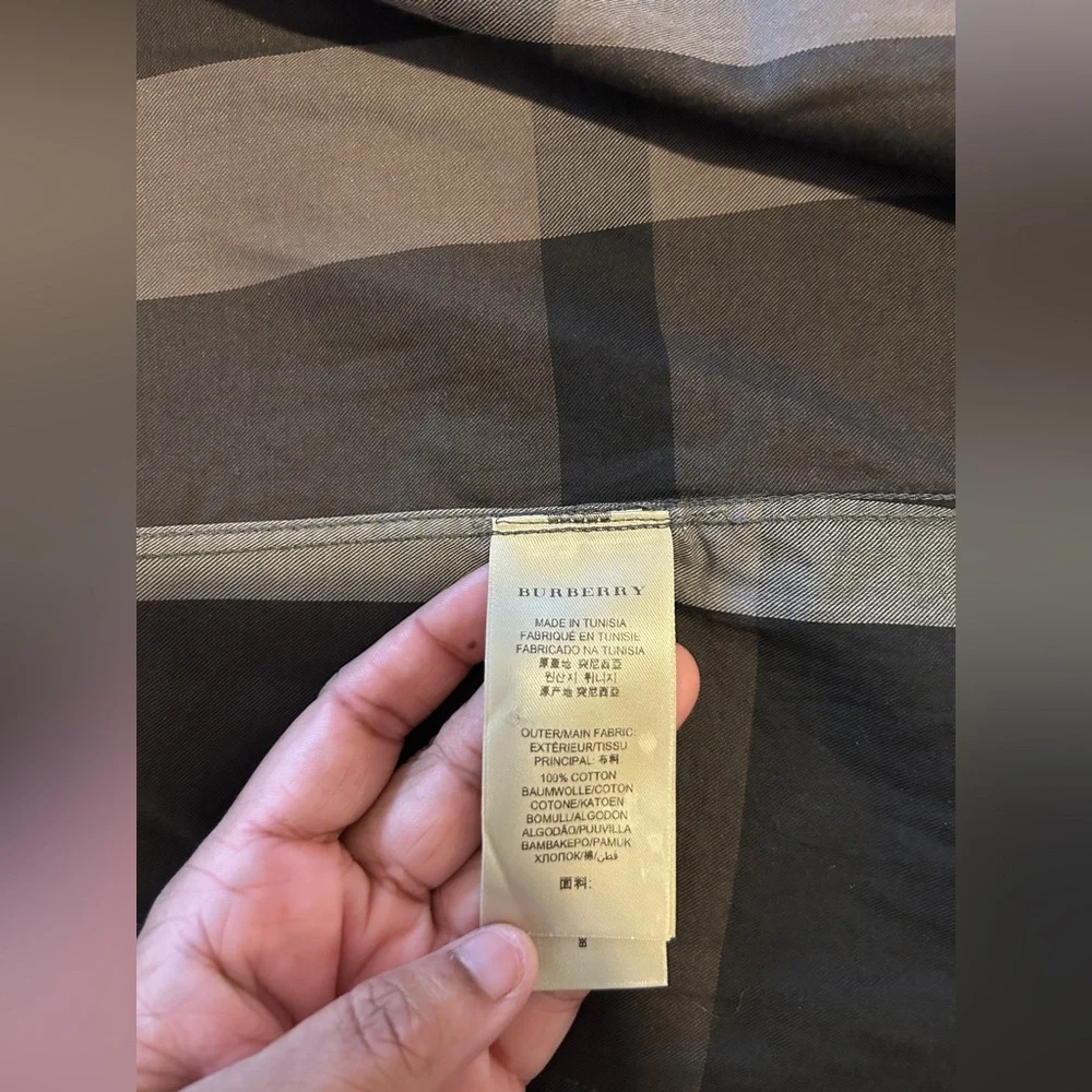 Burberry Black and Gray Plaid Button-Up Shirt - Picture 3 of 5